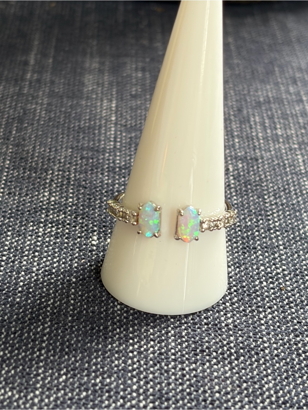 BP OCTOBER BIRTHDAY COLLECTION - FIRE OPAL IN RHODIUM SIZE 10
